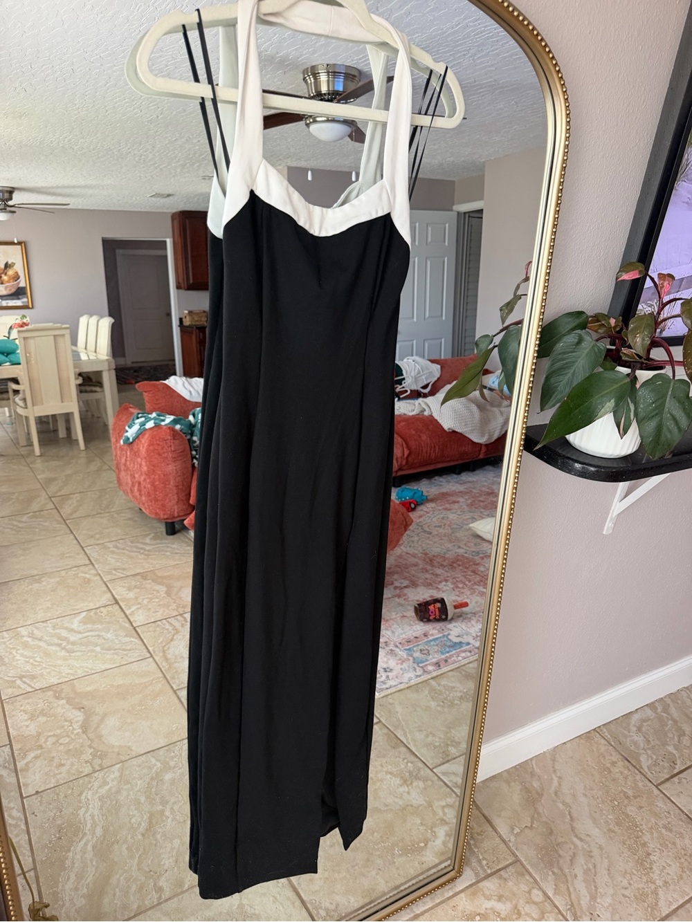 NICHOLAS Black and White Maxi Dress with Contrast Trim